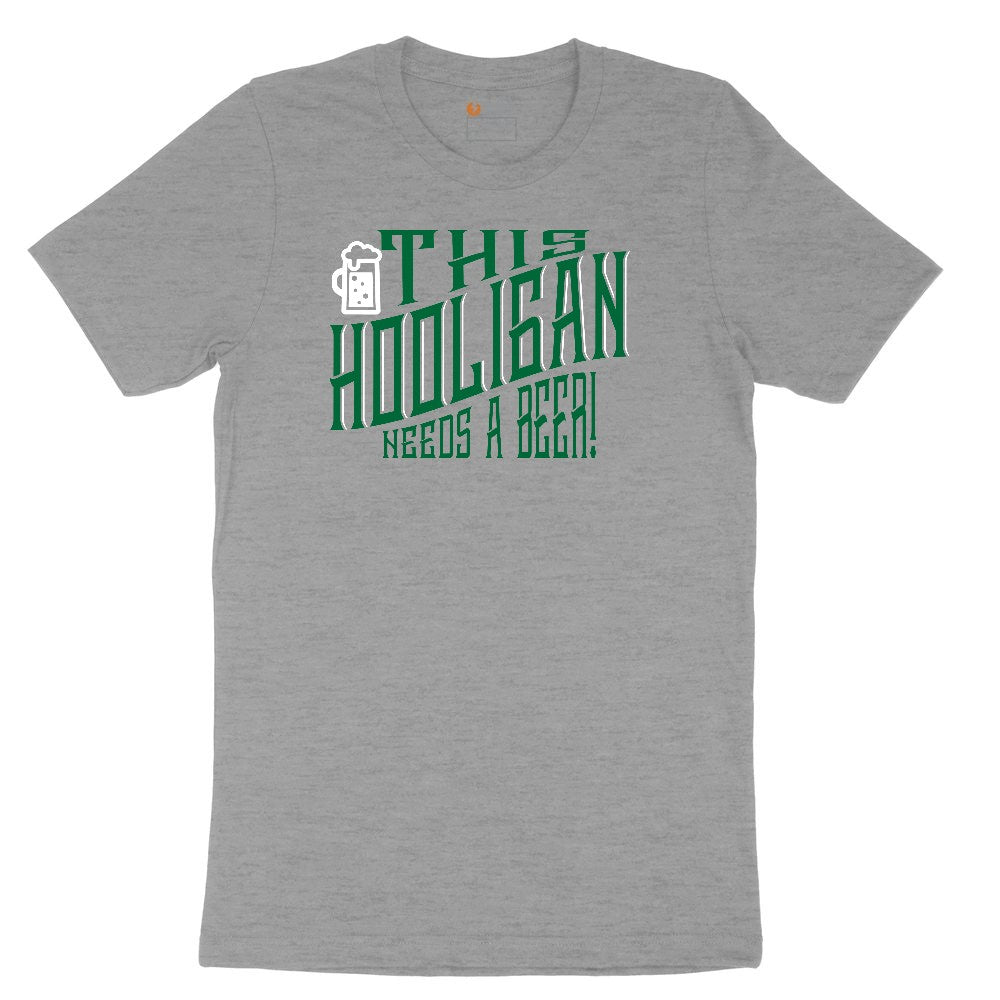 This Hooligan Needs a Beer Ladies Short Sleeve Tee - Granite Heather