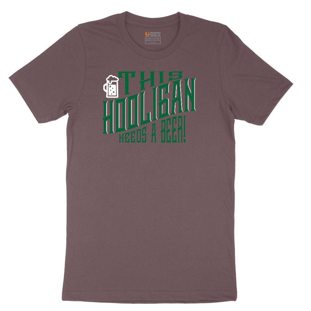 This Hooligan Needs a Beer Ladies Short Sleeve Tee - Sangria Blackout