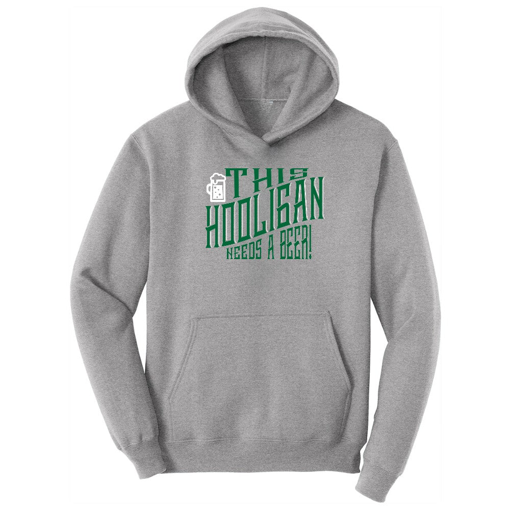 This Hooligan Needs a Beer Hoodie - Athletic Heather