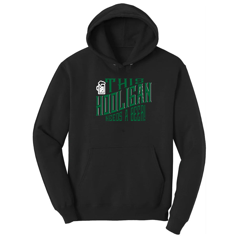 This Hooligan Needs a Beer Hoodie - Jet Black