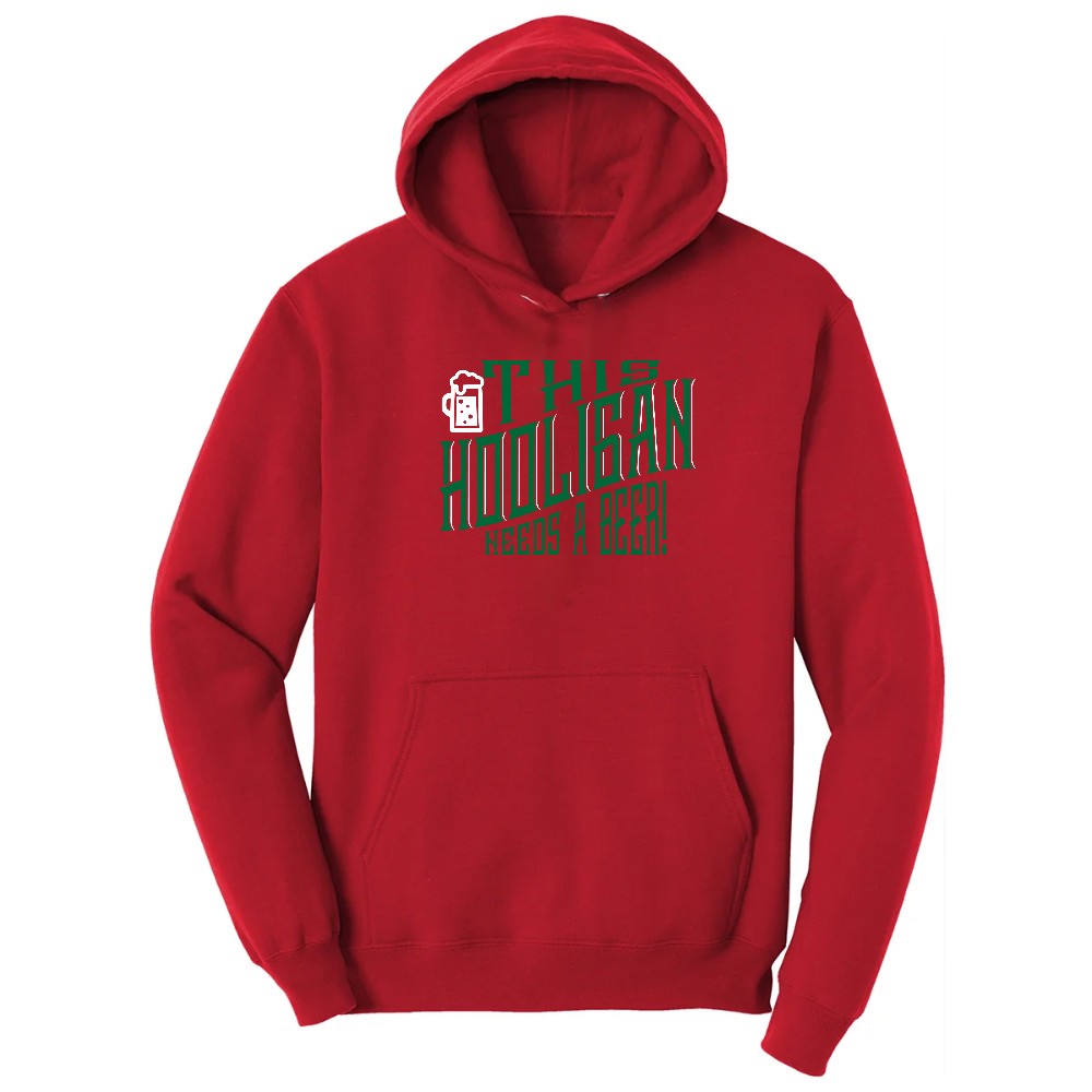 This Hooligan Needs a Beer Hoodie - Red