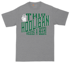 This Hooligan Needs a Beer tall t-shirt for men in Athletic Heather