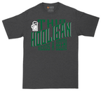 This Hooligan Needs a Beer tall t-shirt for men in Dark Heather Grey