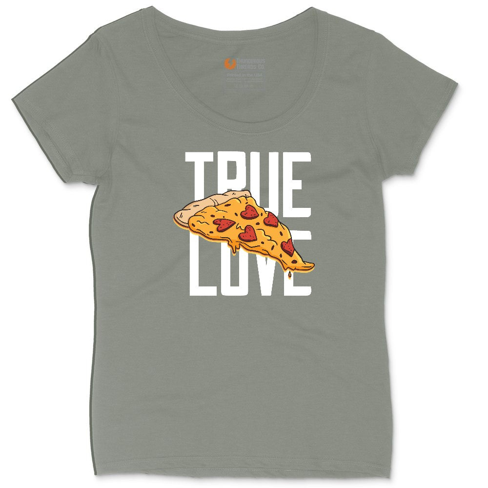 True Love Pizza Ladies Curvy Tee - Bamboo Blackout