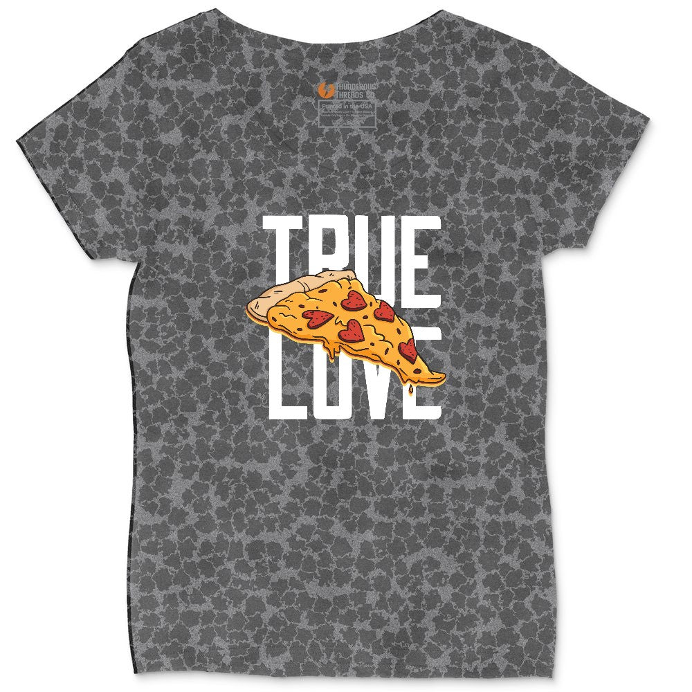True Love Pizza Ladies Curvy Tee - Black Leopard
