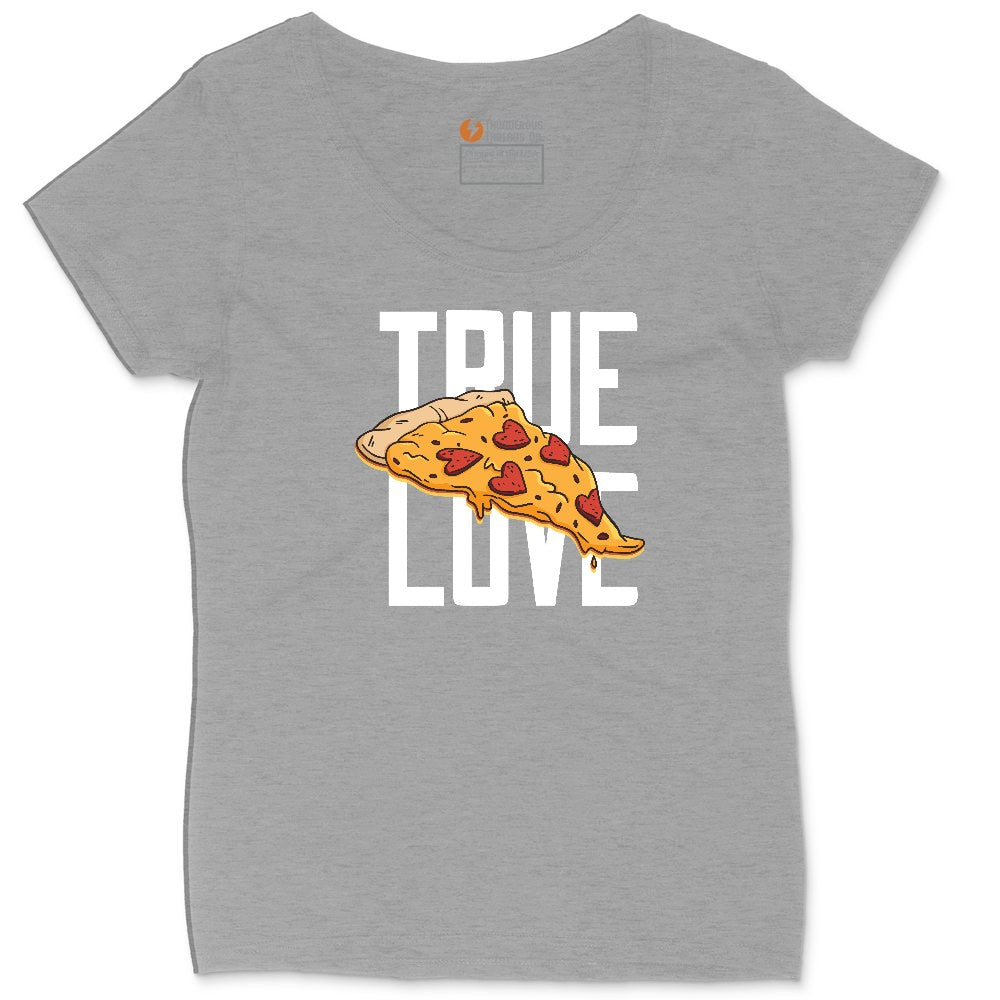 True Love Pizza Ladies Curvy Tee - Granite Heather