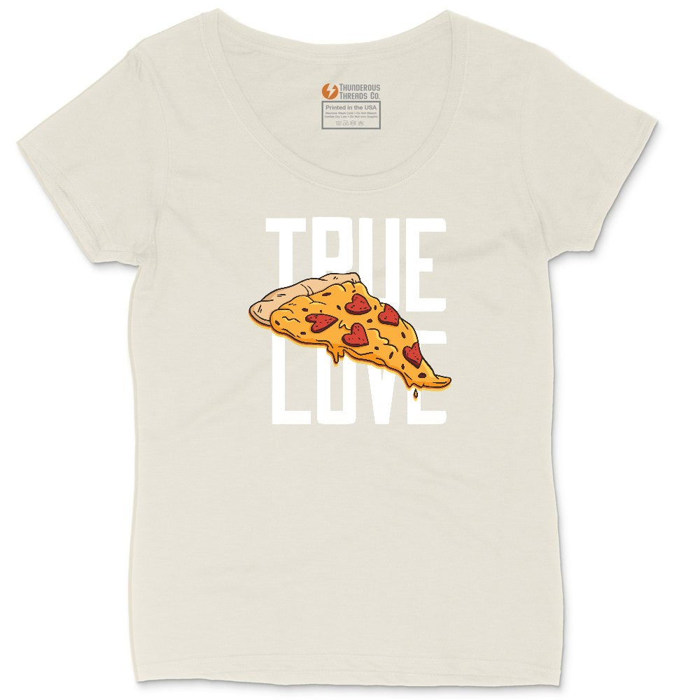 True Love Pizza Ladies Curvy Tee - Natural Heather