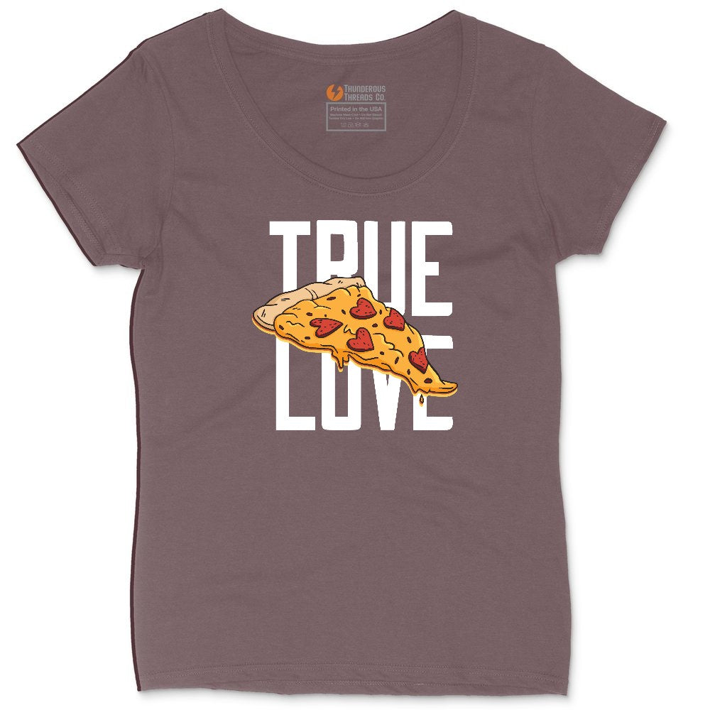 True Love Pizza Ladies Curvy Tee - Sangria Blackout