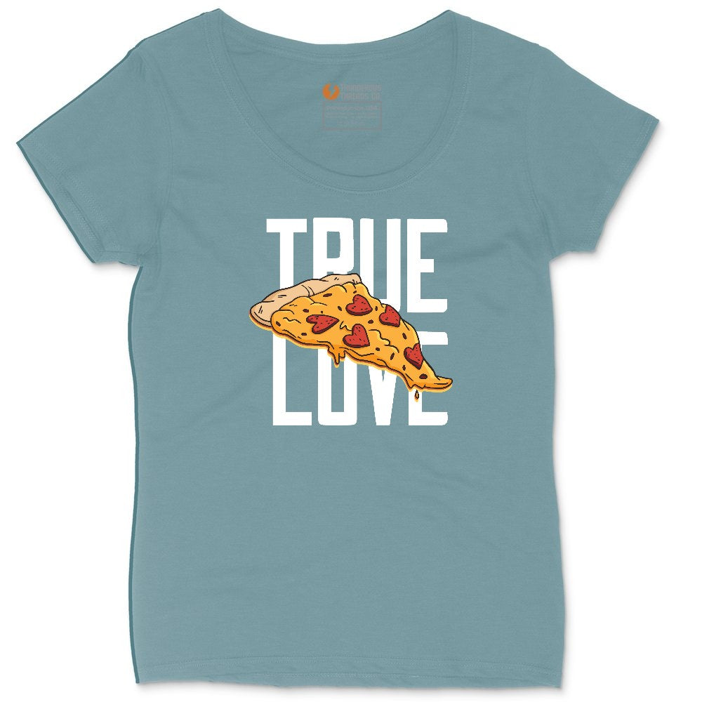True Love Pizza Ladies Curvy Tee - Surf Blackout