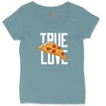 True Love Pizza Ladies Curvy Tee - Surf Blackout