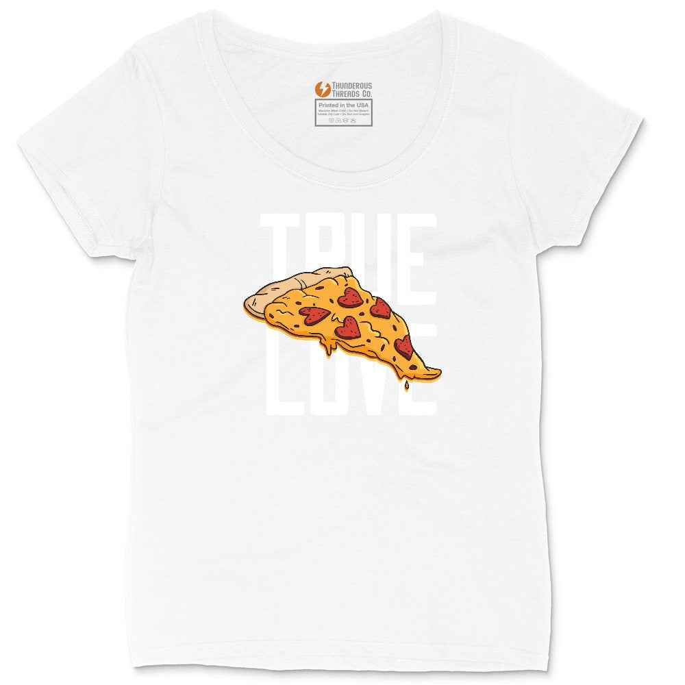True Love Pizza Ladies Curvy Tee - White