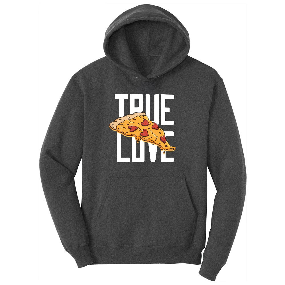 True Love Pizza Ladies Hoodie - Dark Heather Grey