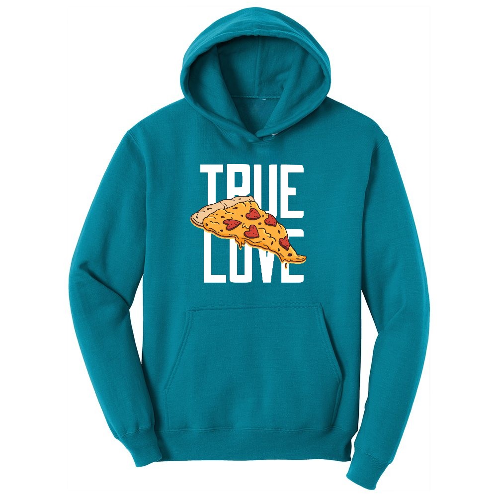 True Love Pizza Ladies Hoodie - Teal