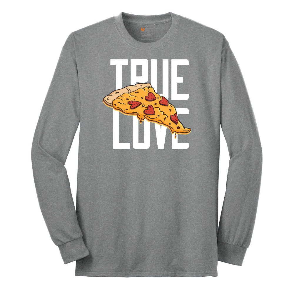 True Love Pizza Long Sleeve Tee - Athletic Grey