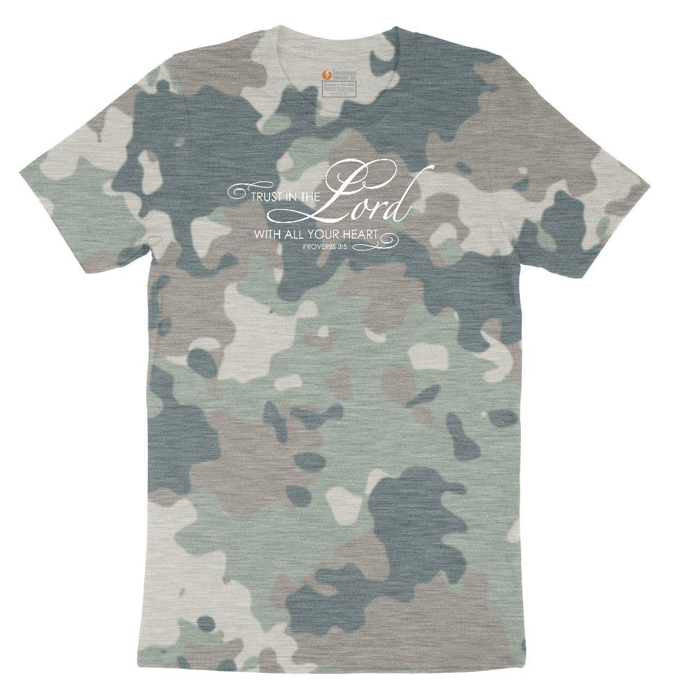 Trust in the Lord Ladies Short Sleeve Tee - Vintage Camo