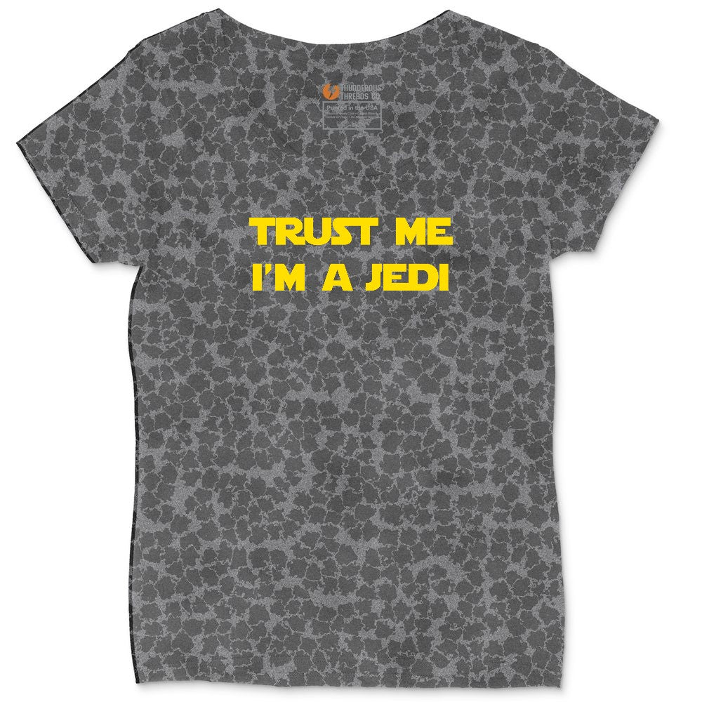Trust Me I'm a Jedi Ladies Curvy Tee - Black Leopard