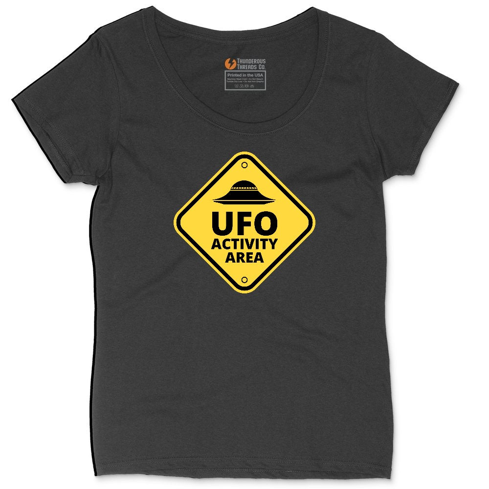 UFO Activity Area Ladies Curvy Tee - Black