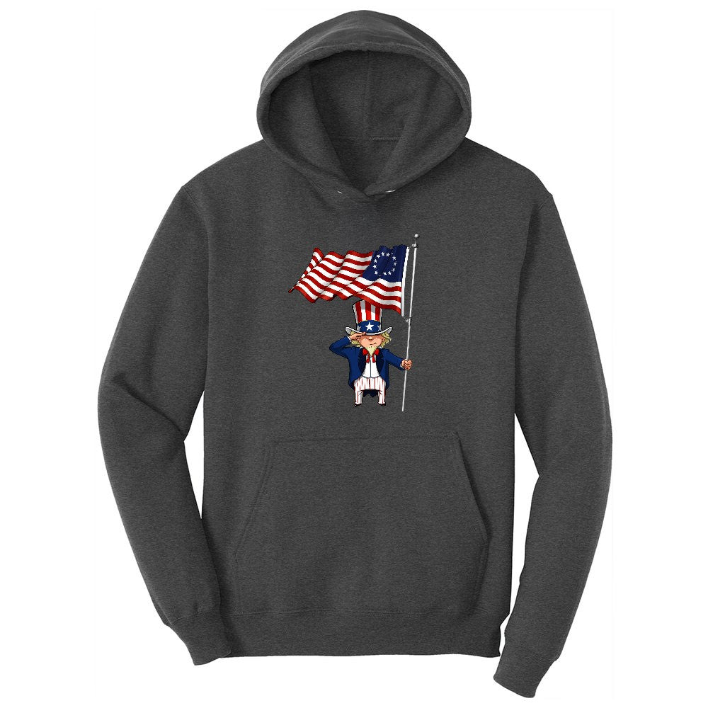 Uncle Sam Ladies Hoodie - Dark Heather Grey