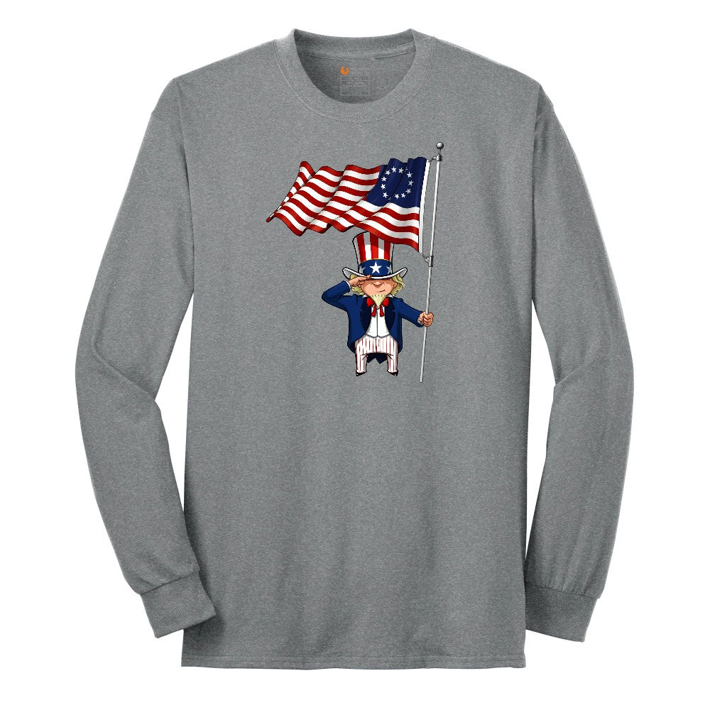 Uncle Sam Long Sleeve Tee - Athletic Grey