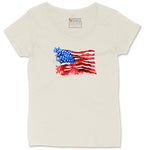 USA Flag Grunge Ladies Curvy Tee - Natural Heather