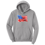 USA Flag Grunge Ladies Hoodie - Athletic Heather
