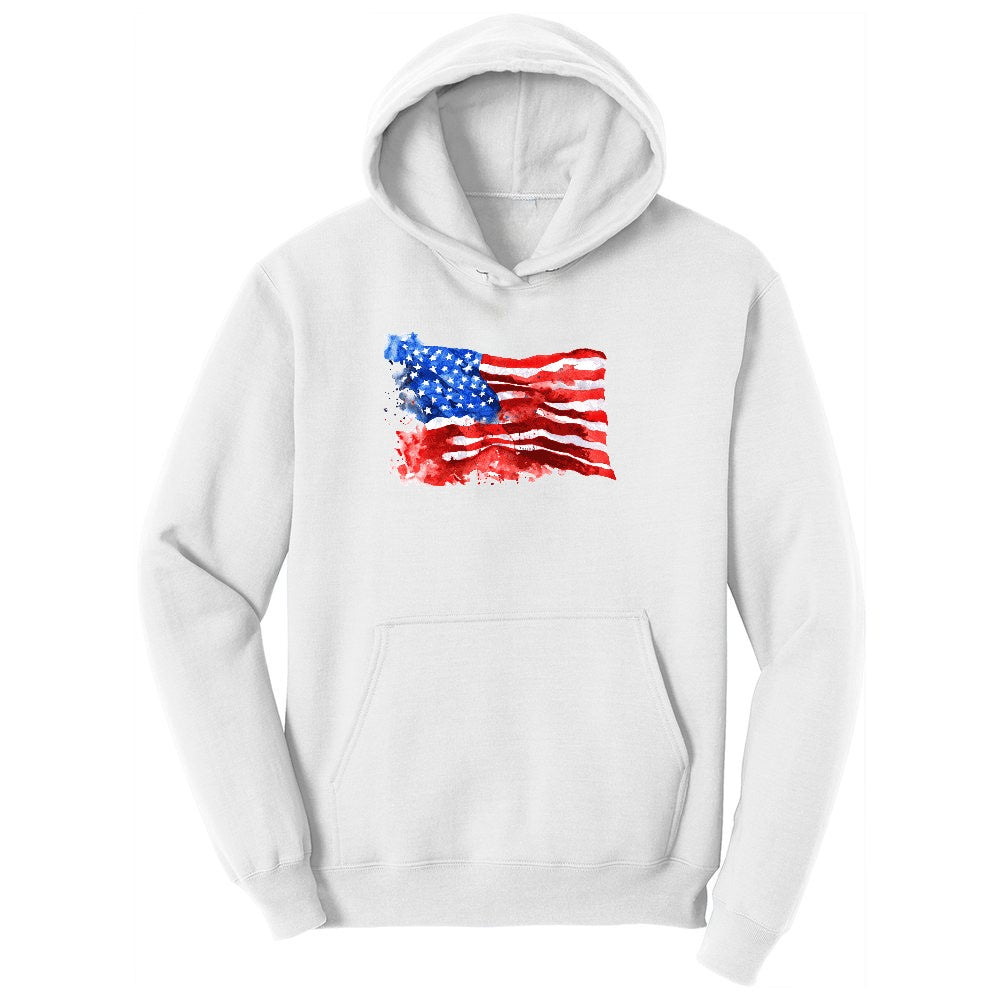 USA Flag Grunge Ladies Hoodie - White