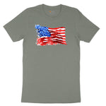 USA Flag Grunge Ladies Short Sleeve Tee - Bamboo Blackout