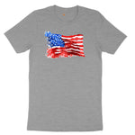 USA Flag Grunge Ladies Short Sleeve Tee - Granite Heather