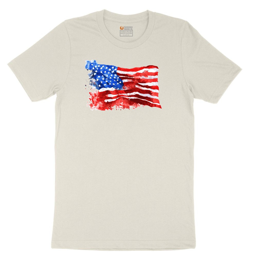 USA Flag Grunge Ladies Short Sleeve Tee - Natural Heather