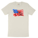 USA Flag Grunge Ladies Short Sleeve Tee - Natural Heather