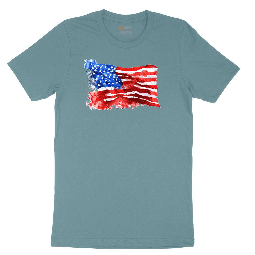 USA Flag Grunge Ladies Short Sleeve Tee - Surf Blackout