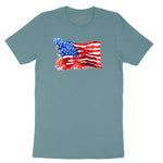 USA Flag Grunge Ladies Short Sleeve Tee - Surf Blackout