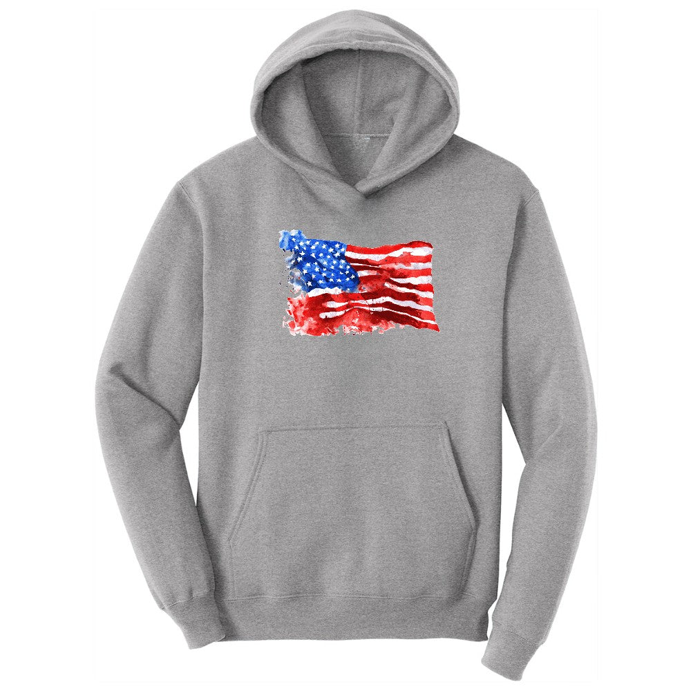 USA Flag Grunge Hoodie - Athletic Heather