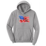 USA Flag Grunge Hoodie - Athletic Heather
