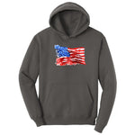 USA Flag Grunge Hoodie - Charcoal