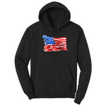 USA Flag Grunge Hoodie - Jet Black