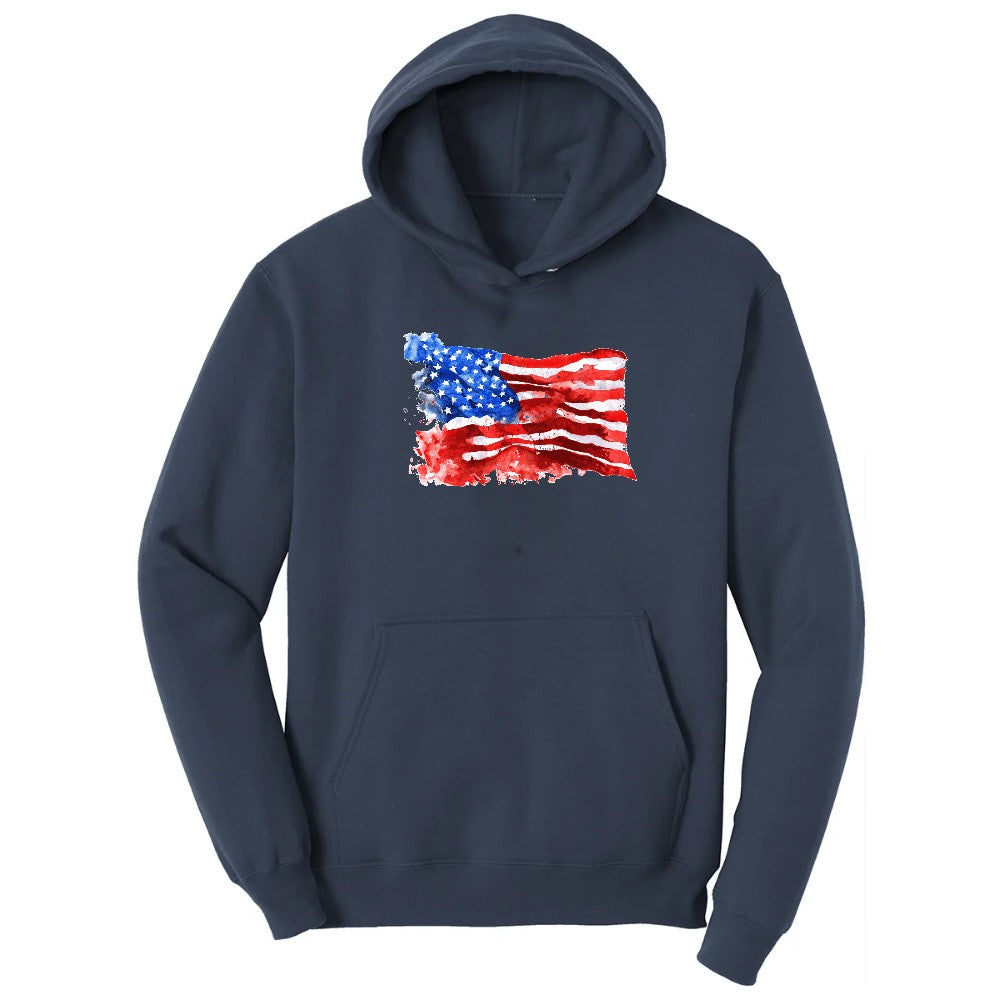 USA Flag Grunge Hoodie - Navy