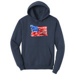 USA Flag Grunge Hoodie - Navy