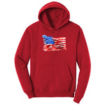 USA Flag Grunge Hoodie - Red