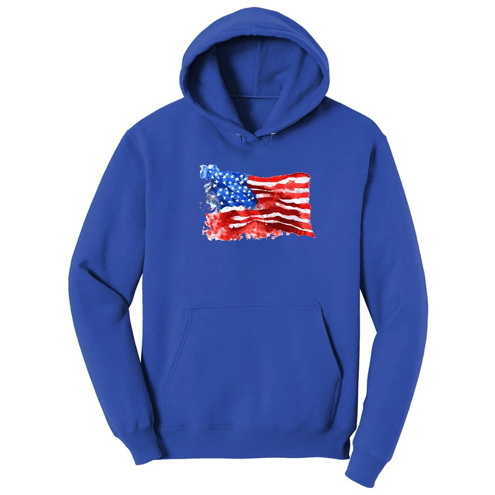 USA Flag Grunge Hoodie - True Royal