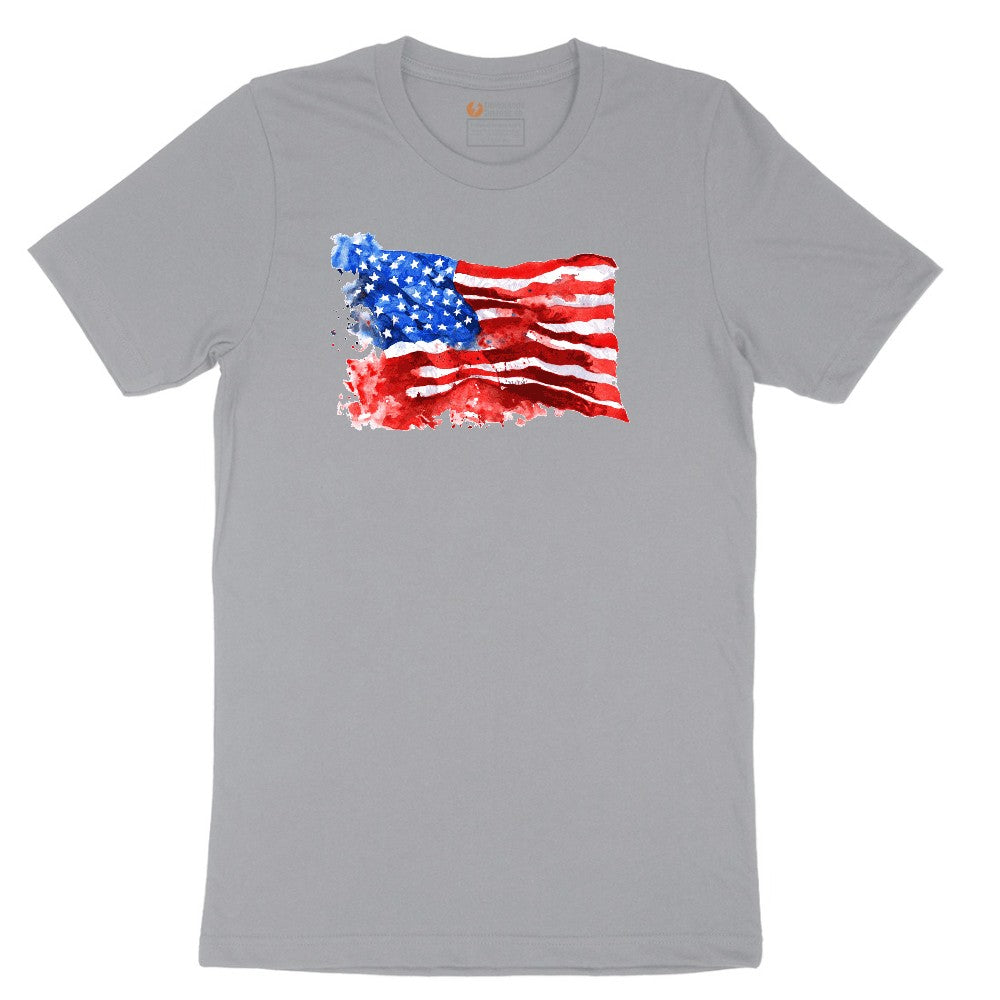 USA Flag Grunge Short Sleeve Tee - Athletic Heather Grey