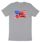 USA Flag Grunge Short Sleeve Tee - Athletic Heather Grey