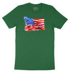 USA Flag Grunge Short Sleeve Tee - Athletic Kelly