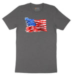 USA Flag Grunge Short Sleeve Tee - Dark Heather Grey