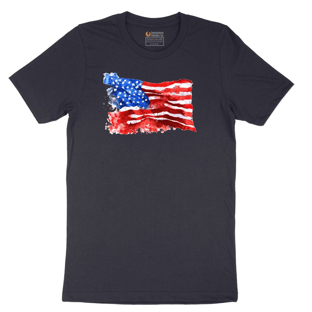 USA Flag Grunge Short Sleeve Tee - Deep Navy