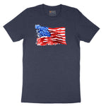 USA Flag Grunge Short Sleeve Tee - Heather Navy