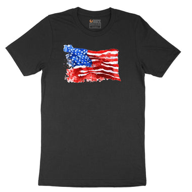 USA Flag Grunge Short Sleeve Tee - Jet Black