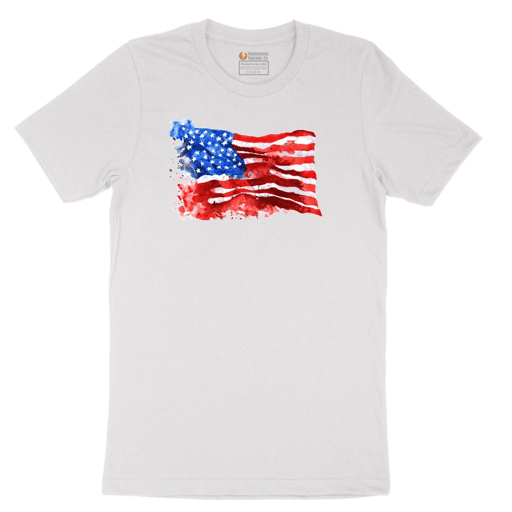 USA Flag Grunge Short Sleeve Tee - White