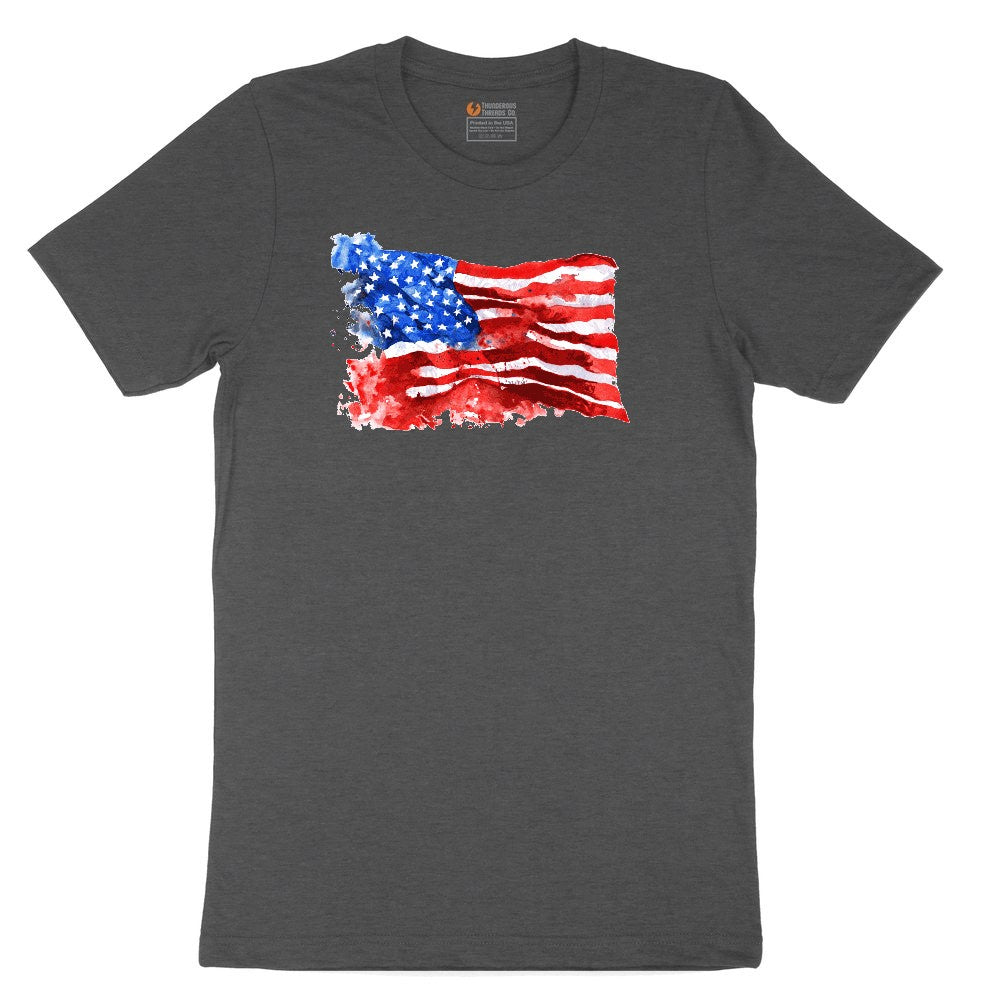 USA Flag Grunge Toddler Short Sleeve Tee - Dark Heather Grey