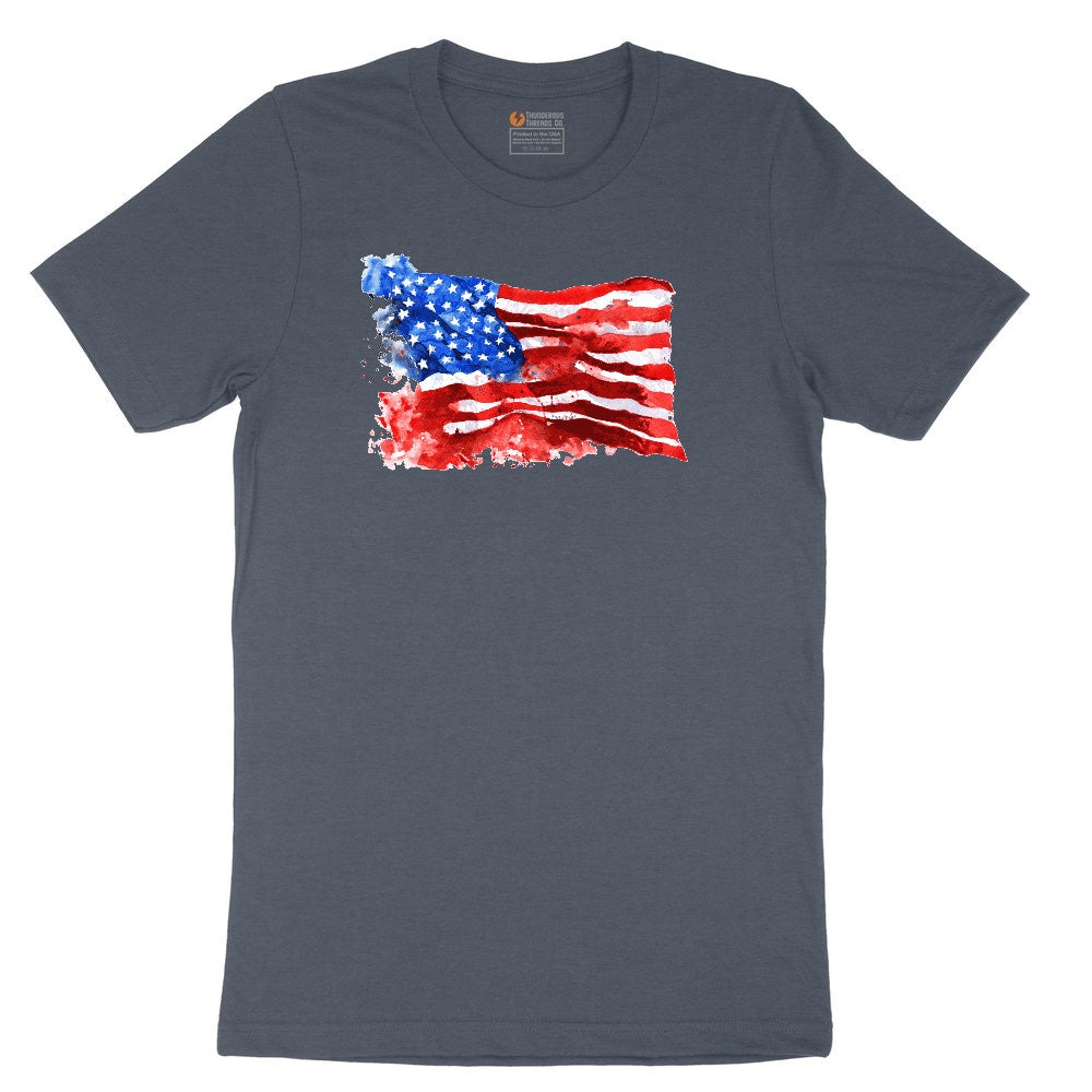 USA Flag Grunge Toddler Short Sleeve Tee - Heather Navy
